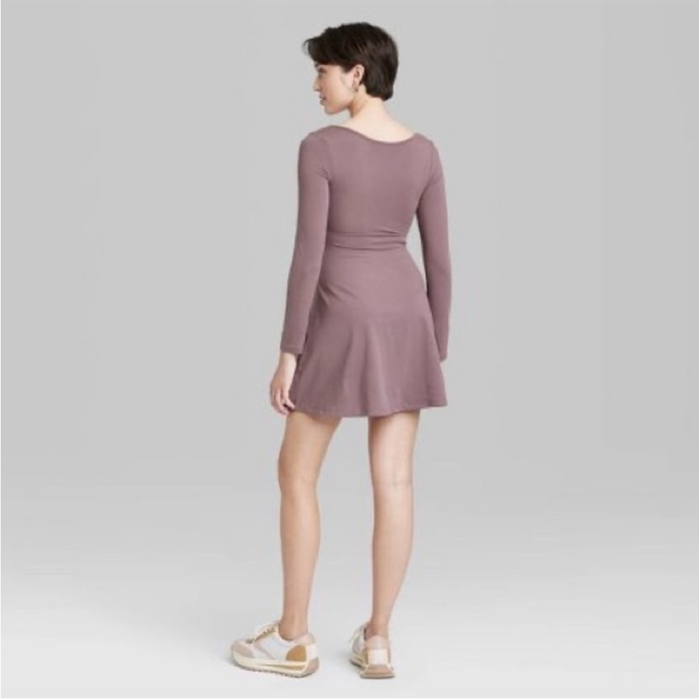 Wild Fable Mauve Long Sleeve Mini Dress - Picture 3 of 8
